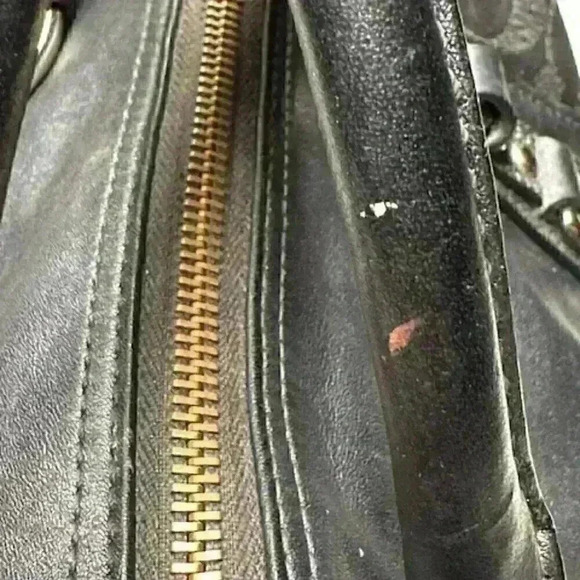 Coach Ashley F18777 Charcoal Gray Sateen Leather Signature Shoulder/Handbag - Picture 11 of 15